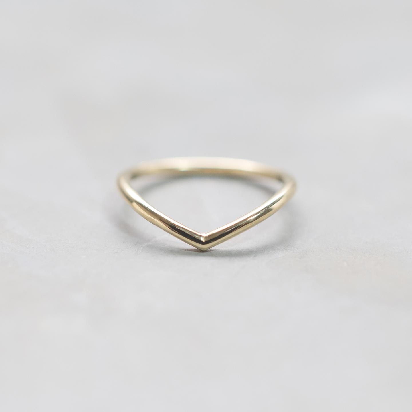 真鍮Vカーブラインプレーンリング 1.5mm幅 鏡面｜FA-1184 | 3枚目