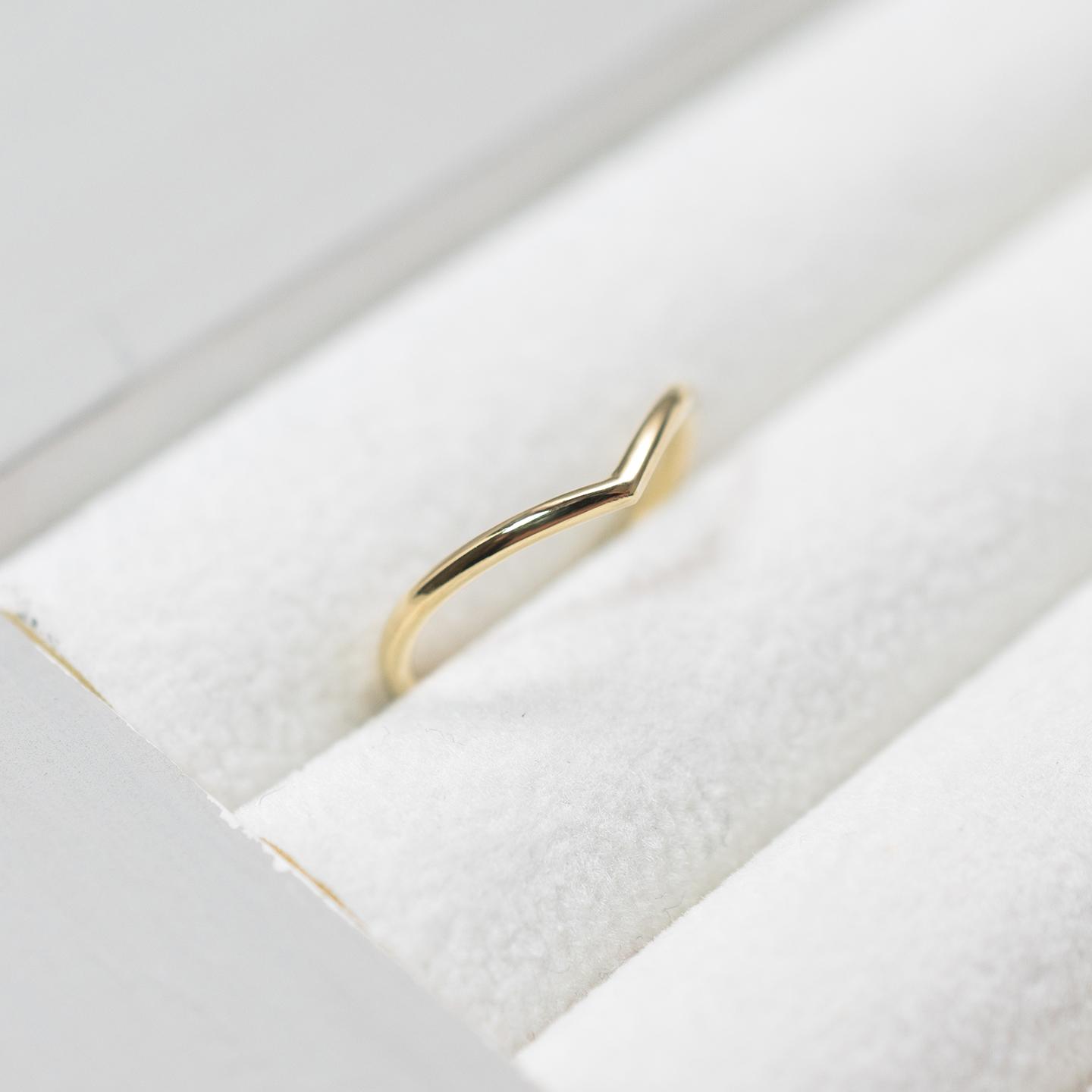 真鍮Vカーブラインプレーンリング 1.5mm幅 鏡面｜FA-1184 | 5枚目