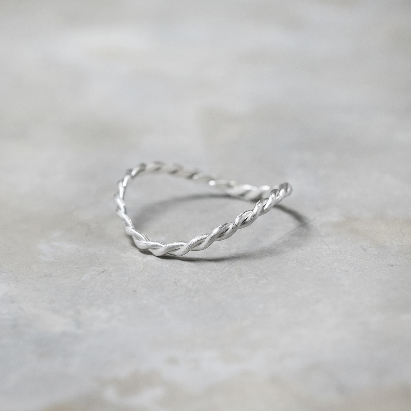 つや消し シルバーウェーブツイストロープリング 0.8mm×2 マット｜SILVER RING｜1081