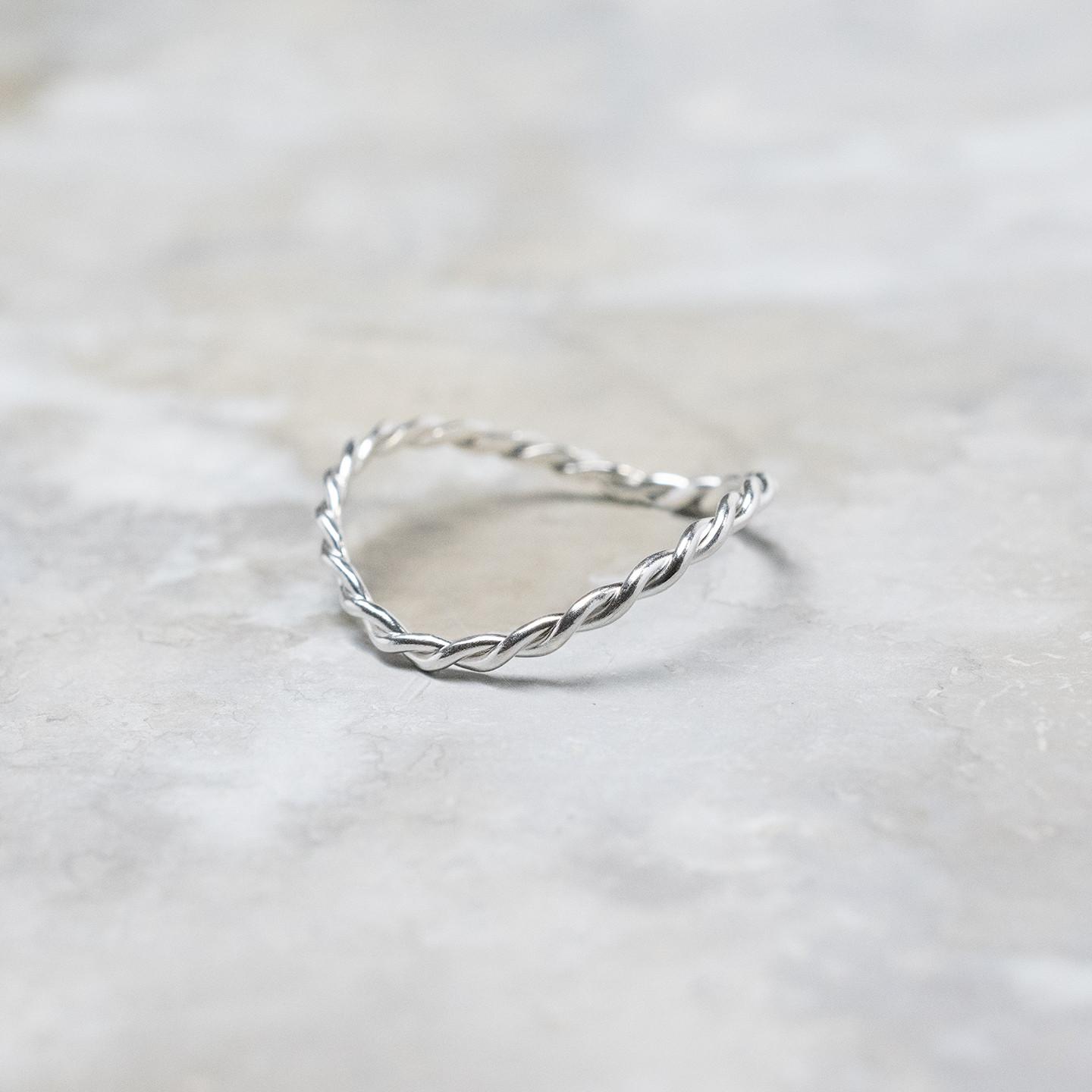 鏡面 シルバーウェーブツイストロープリング 0.8mm×2 グロス｜SILVER RING｜1080