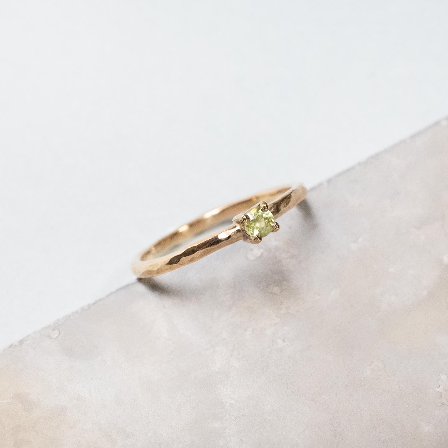 ペリドット ラウンド3mm PGPピンクゴールドプレーンリング 1.5mm幅 槌目 sv｜FA-1090 | 4枚目