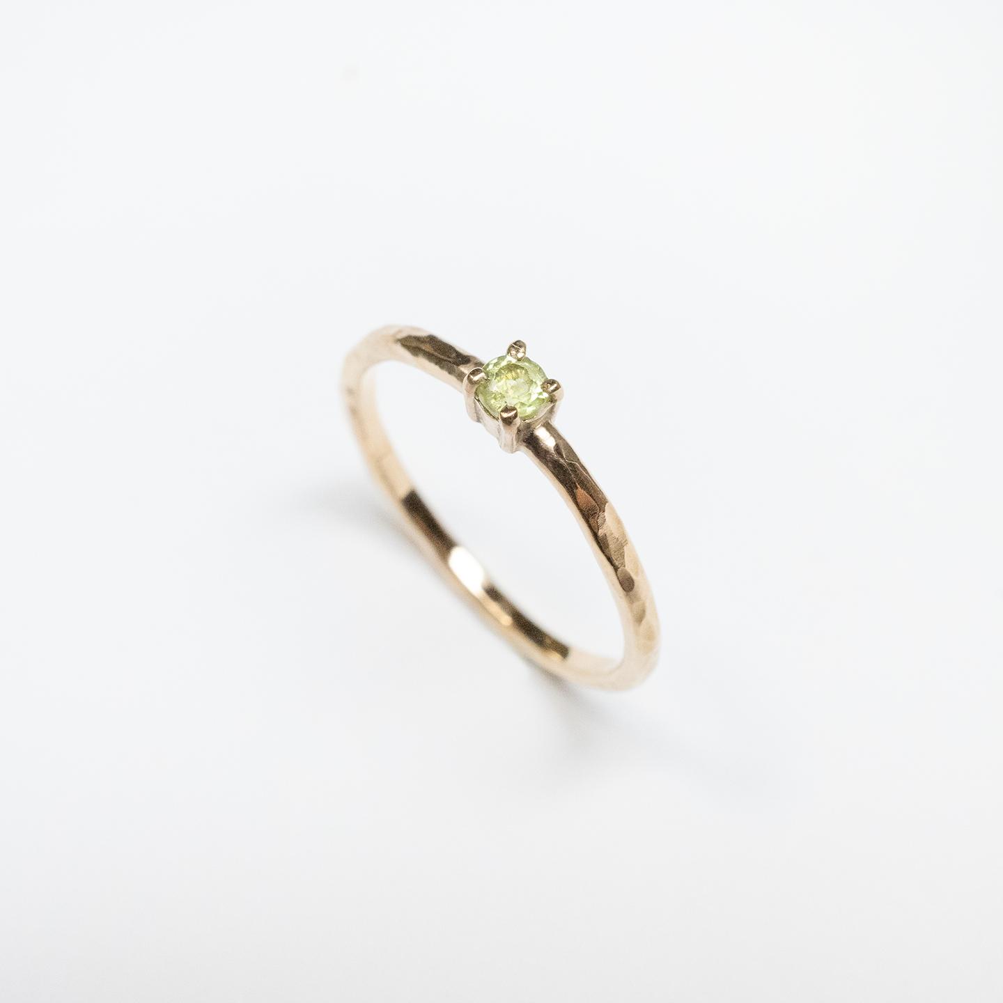 ペリドット ラウンド3mm PGPピンクゴールドプレーンリング 1.5mm幅 槌目 sv｜FA-1090 | 6枚目